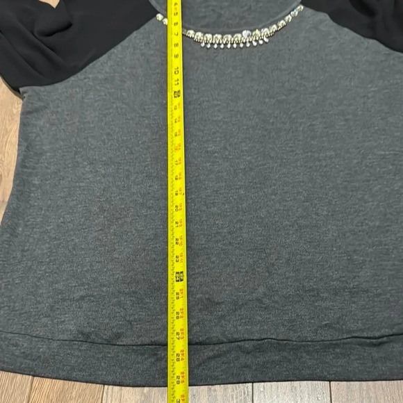 INC 3X Embellished top with faux see through silk sleeves. Fashionable & Stylish - Picture 4 of 7